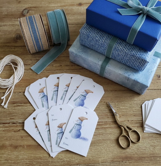 Gift Tag, Christmas, Thanksgiving, Winter, Holiday, Watercolor Art