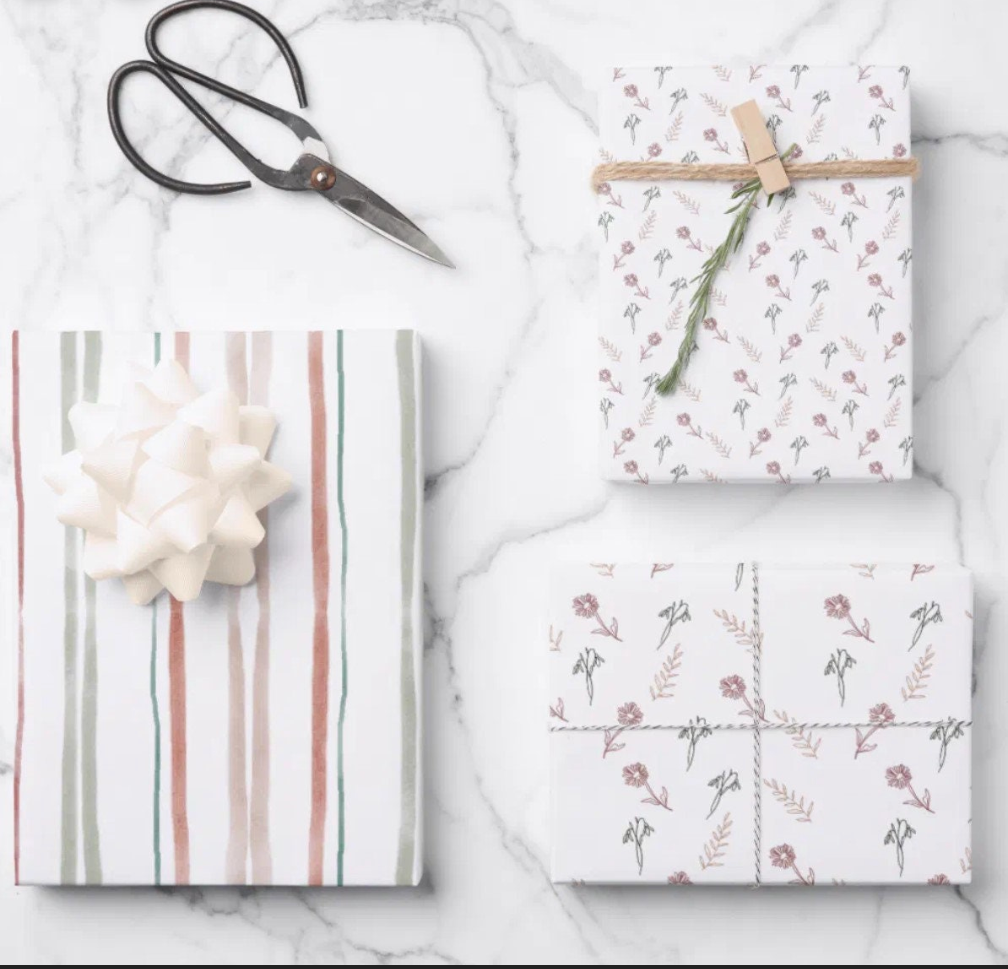 Gift Wrapping Paper, Presents, Set of 3 sheets