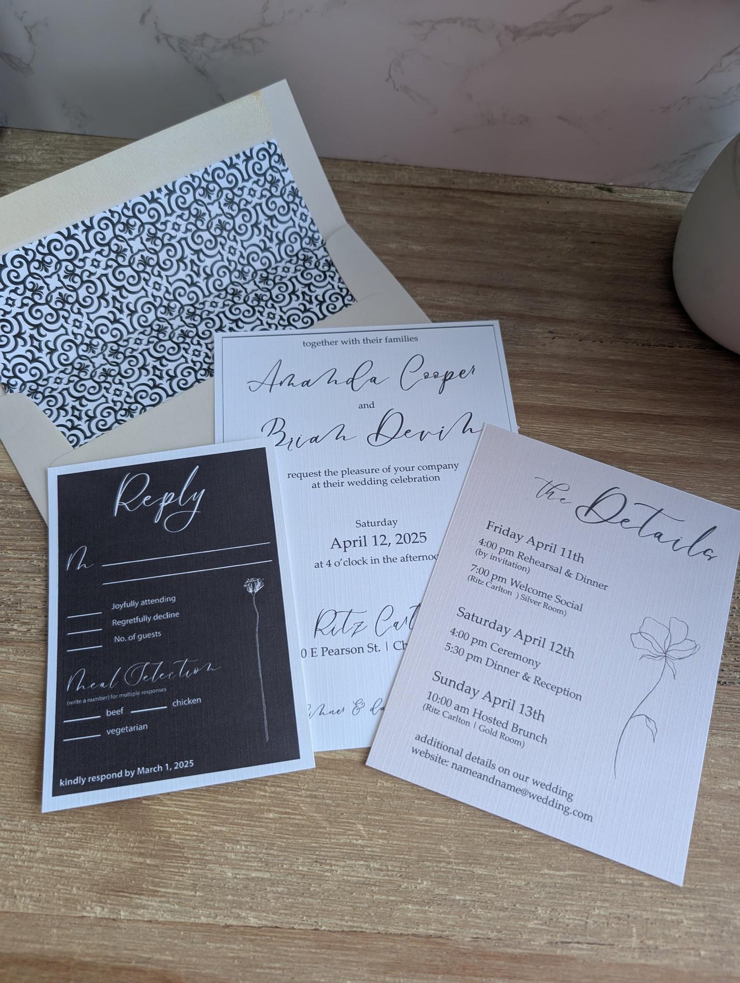 Modern Whimsy Wedding Invitation Suite