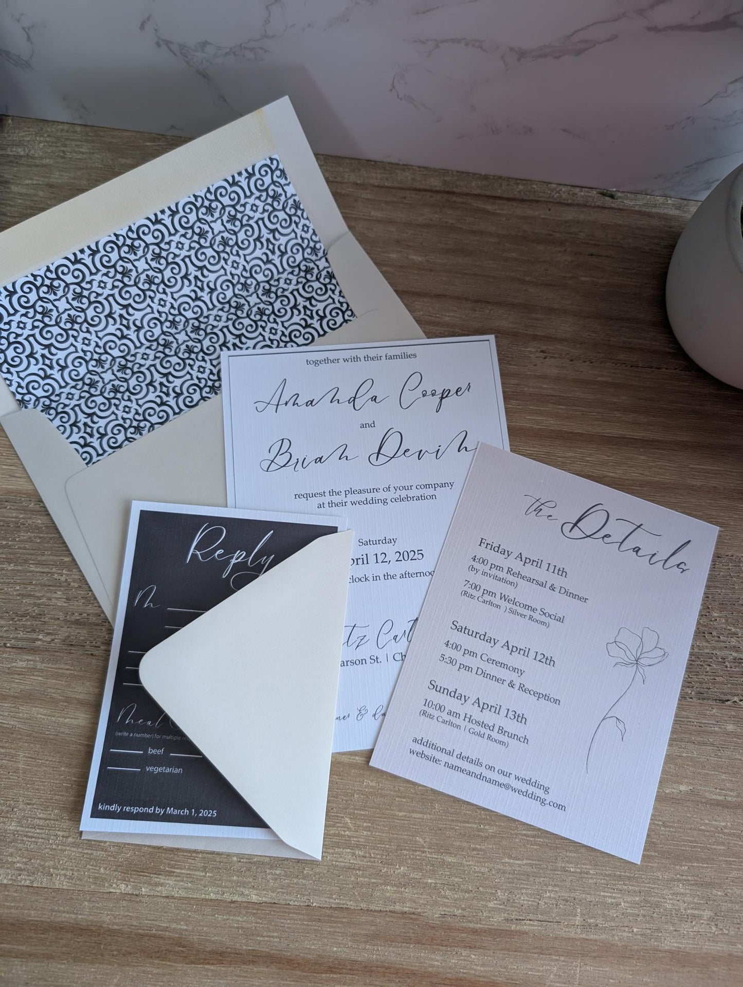 Modern Whimsy Wedding Invitation Suite