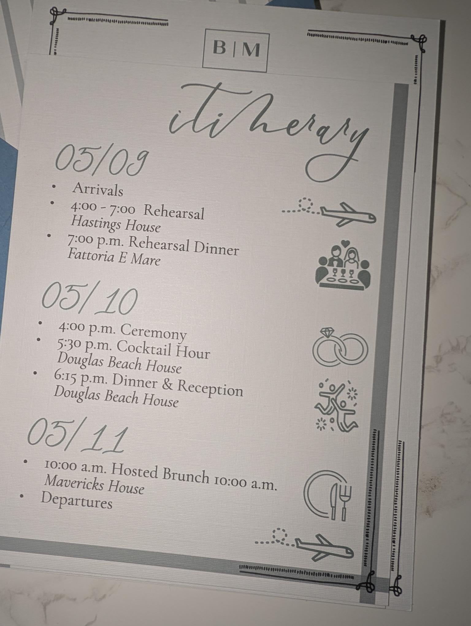 Seaside Botanical Wedding Invitation Suite