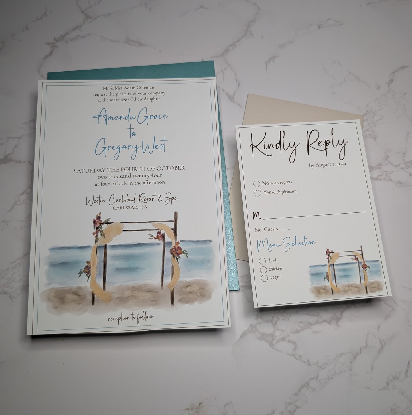 Beach Vibes Wedding Invitation Suite