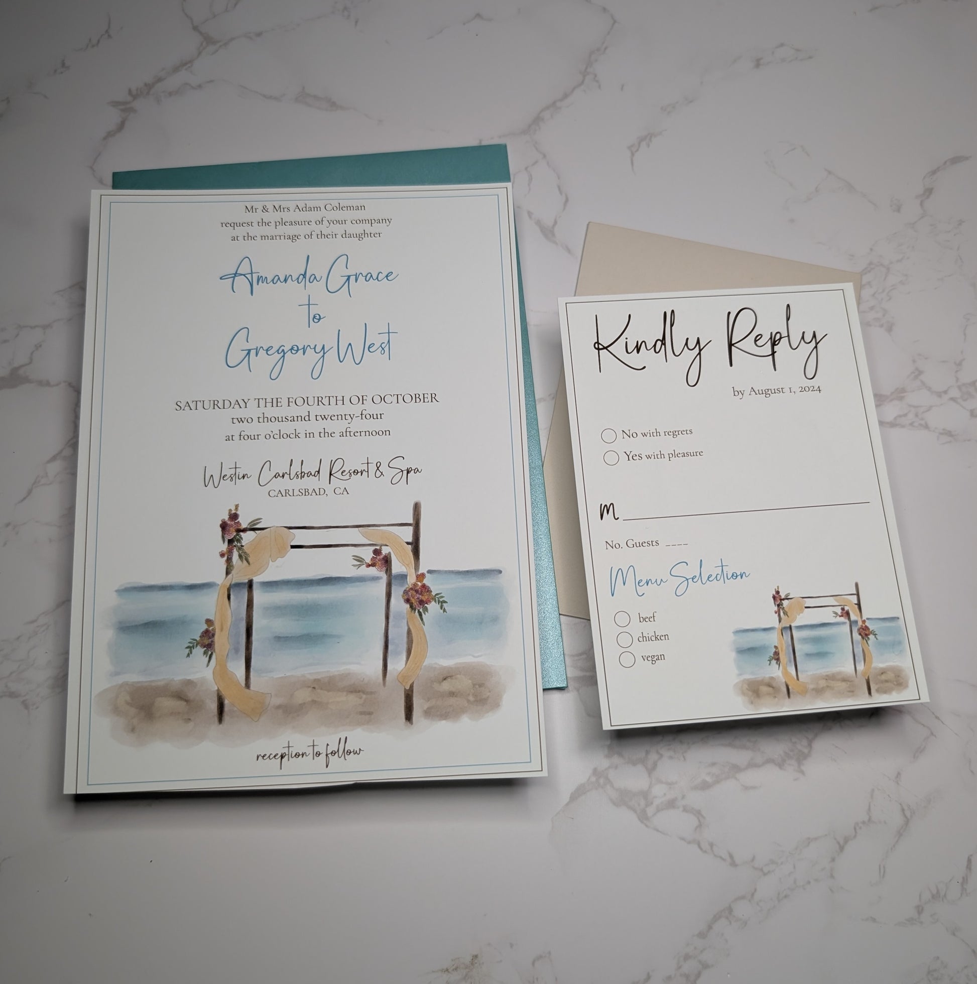Beach Vibes Wedding Invitation Suite