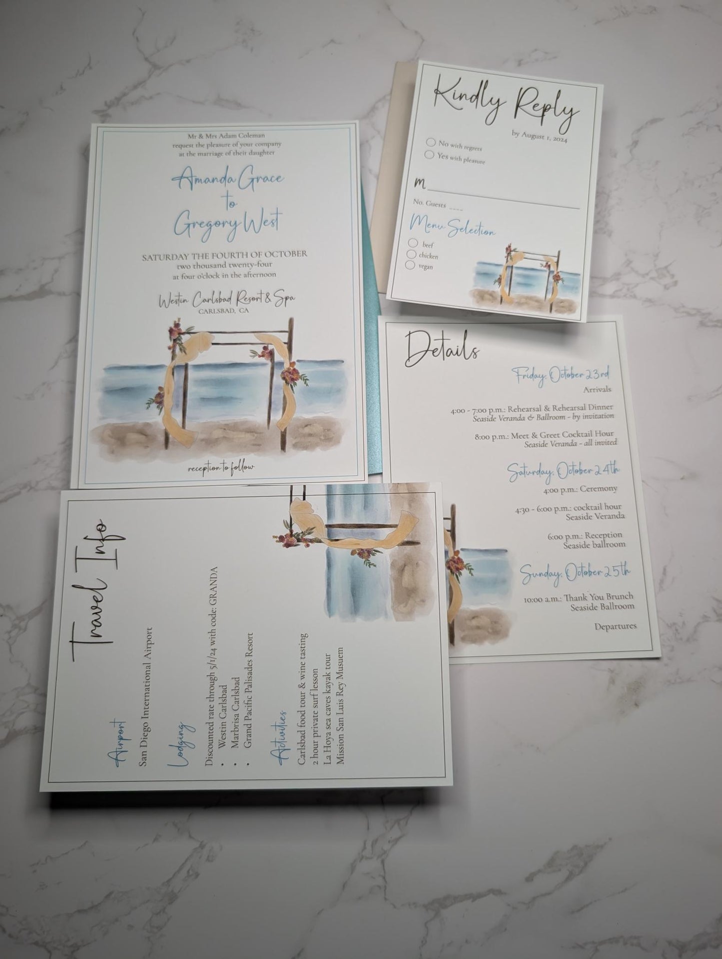 Beach Vibes Wedding Invitation Suite
