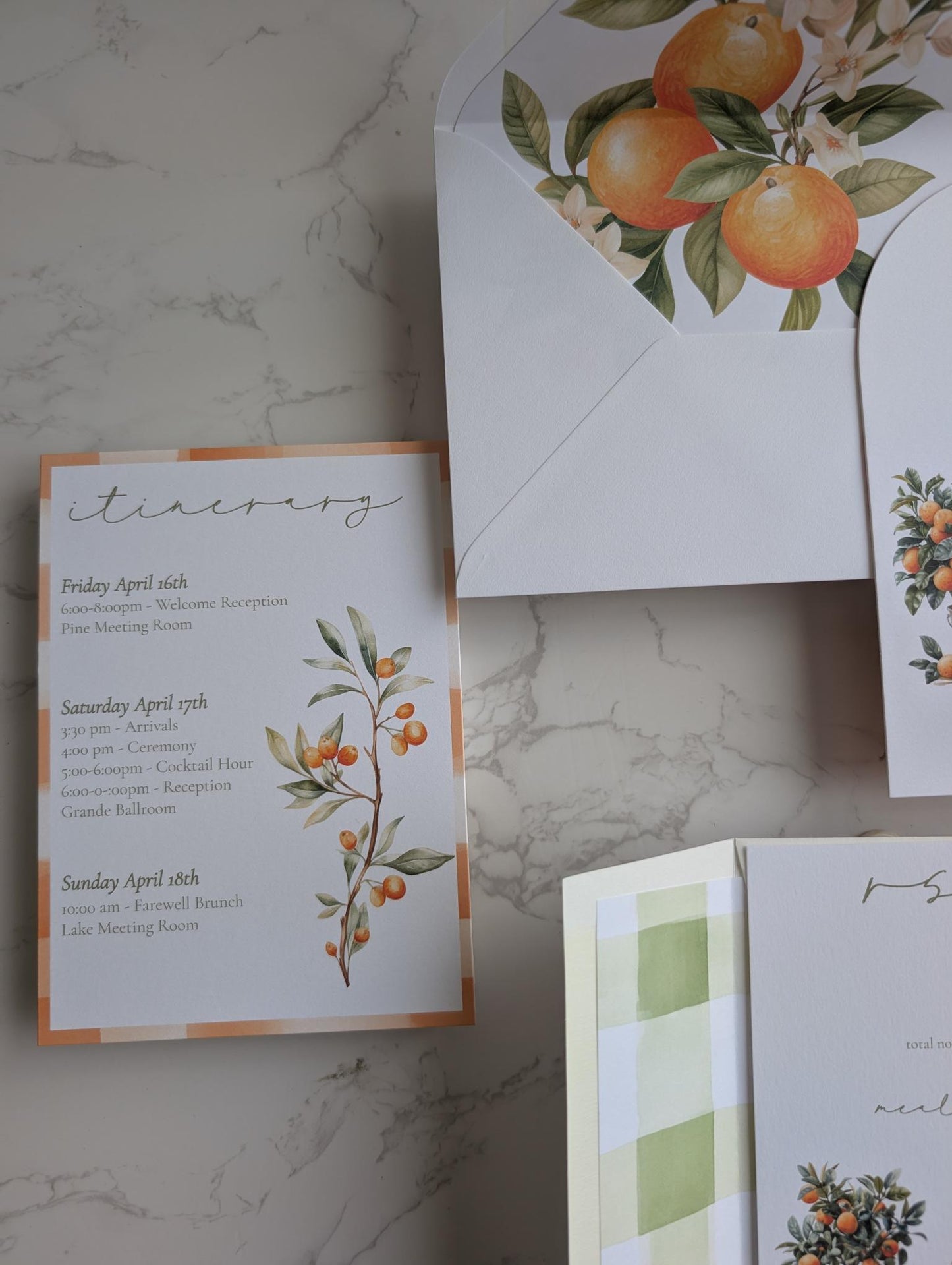 Orange Citrus Wedding Invitation Suite |  7 pc. suite | Semi-Custom