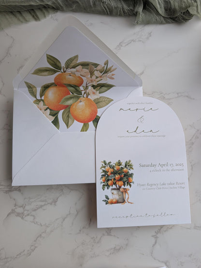 Orange Citrus Wedding Invitation Suite |  7 pc. suite | Semi-Custom
