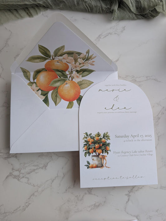 Orange Citrus Wedding Invitation Suite |  7 pc. suite | Semi-Custom