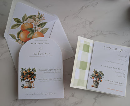 Orange Citrus Wedding Invitation Suite |  7 pc. suite | Semi-Custom