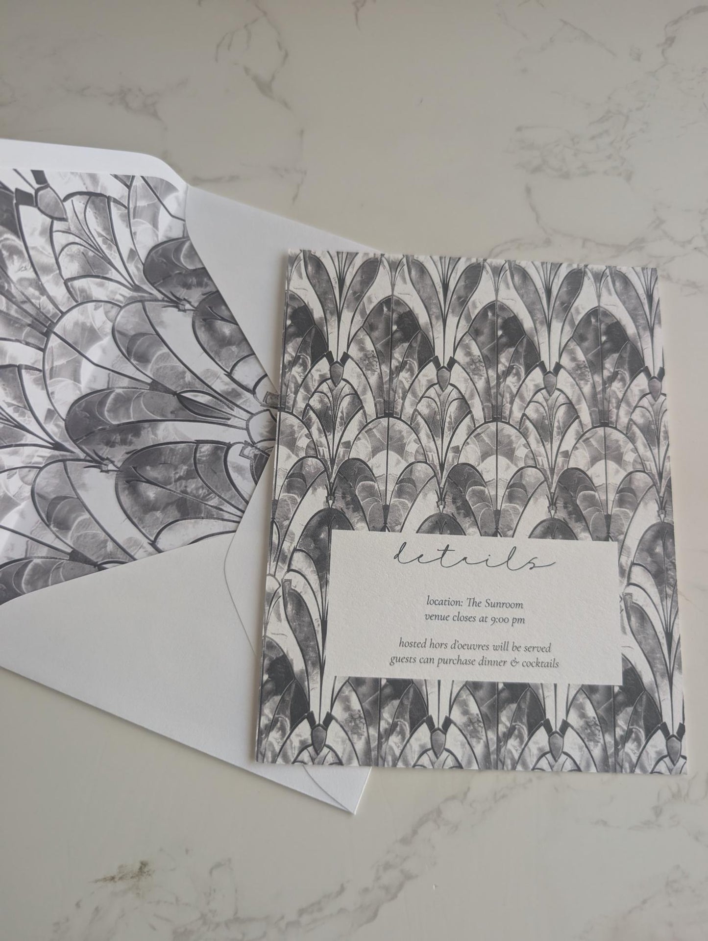 Embossed | Art Deco | Number Invitation | Semi-Custom Invitation Suite