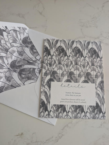 Embossed | Art Deco | Number Invitation | Semi-Custom Invitation Suite
