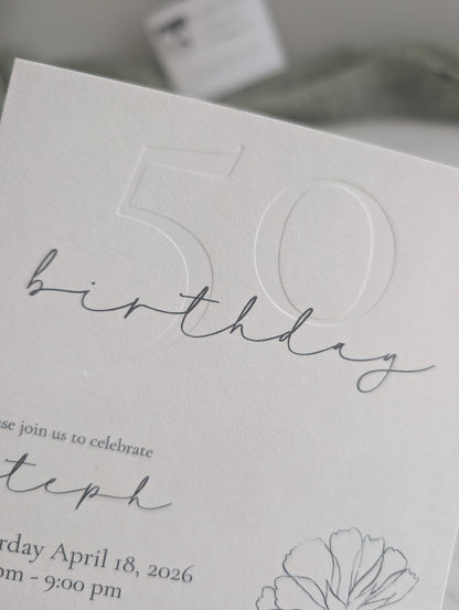 Embossed | Art Deco | Number Invitation | Semi-Custom Invitation Suite