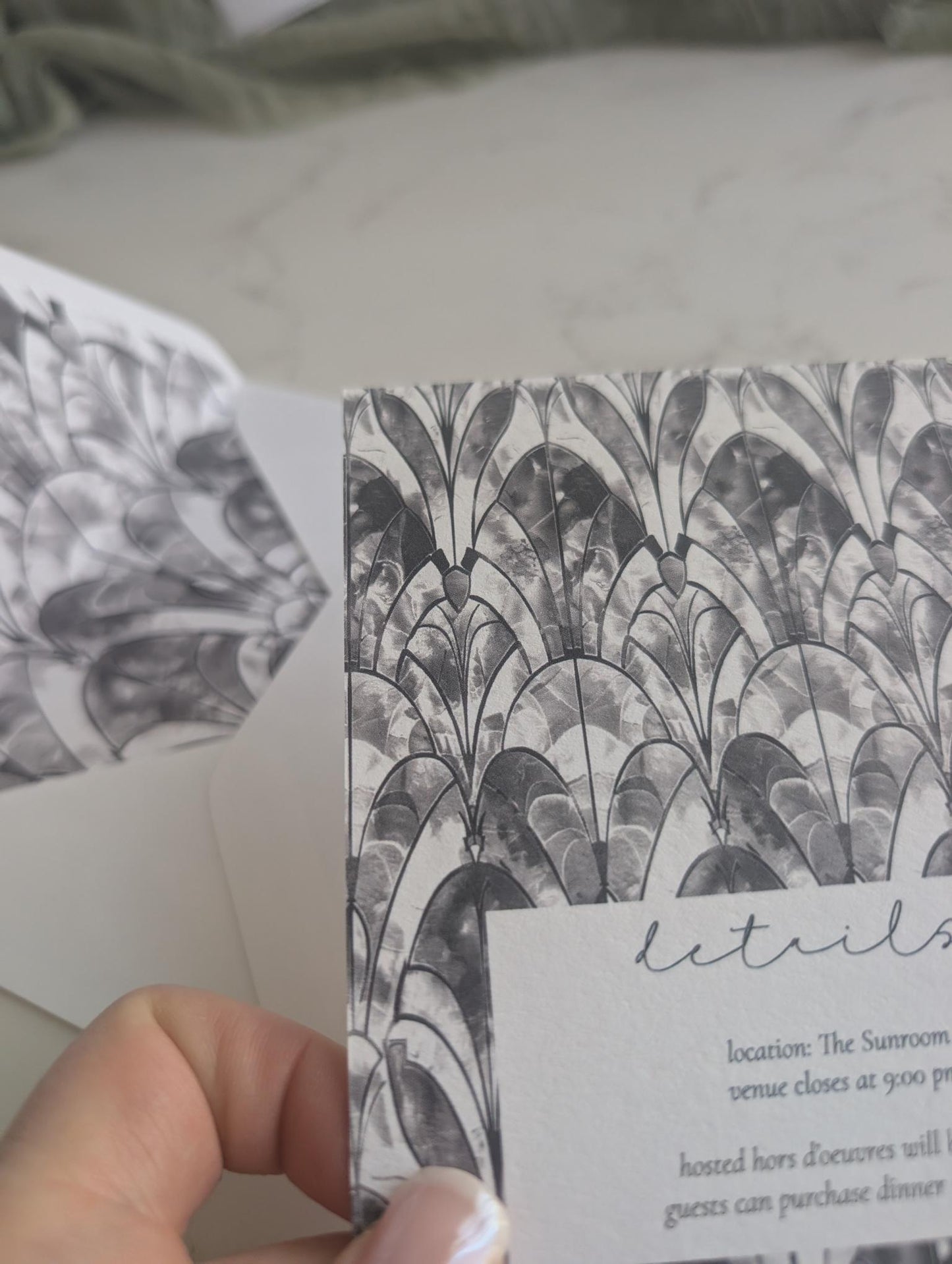 Embossed | Art Deco | Number Invitation | Semi-Custom Invitation Suite