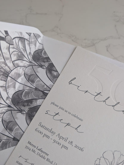 Embossed | Art Deco | Number Invitation | Semi-Custom Invitation Suite