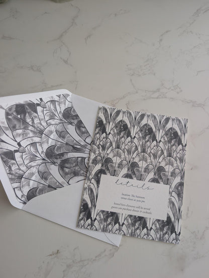 Embossed | Art Deco | Number Invitation | Semi-Custom Invitation Suite