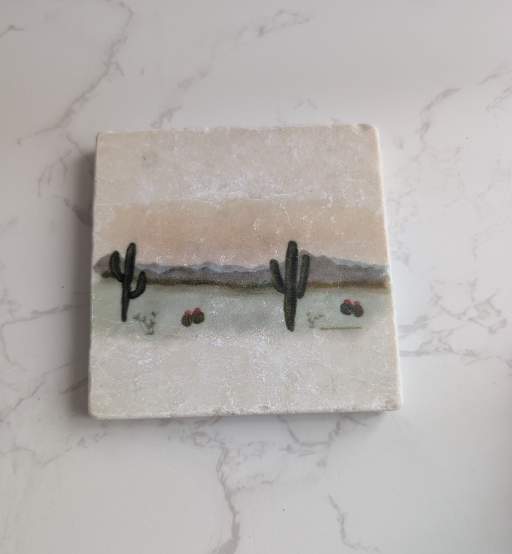 Trivet | Marble | Travertine | Square | 4 inch | Single