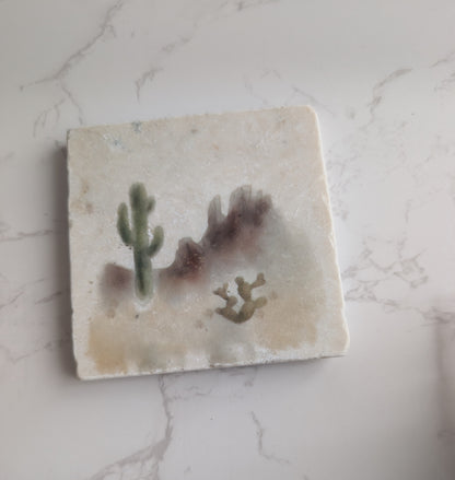 Trivet | Marble | Travertine | Square | 4 inch | Single