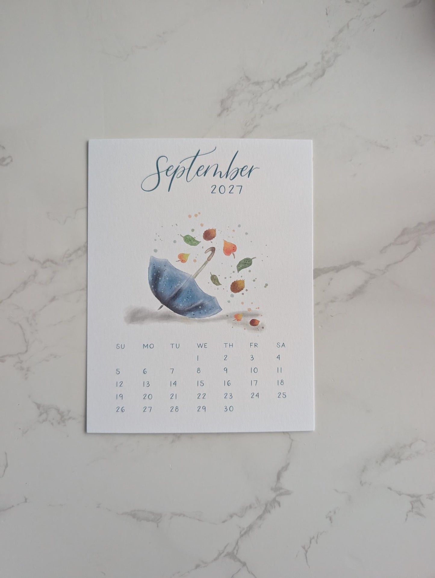 2027 Calendar | Desktop | Watercolor Design
