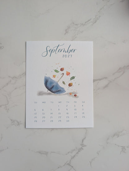 2027 Calendar | Desktop | Watercolor Design