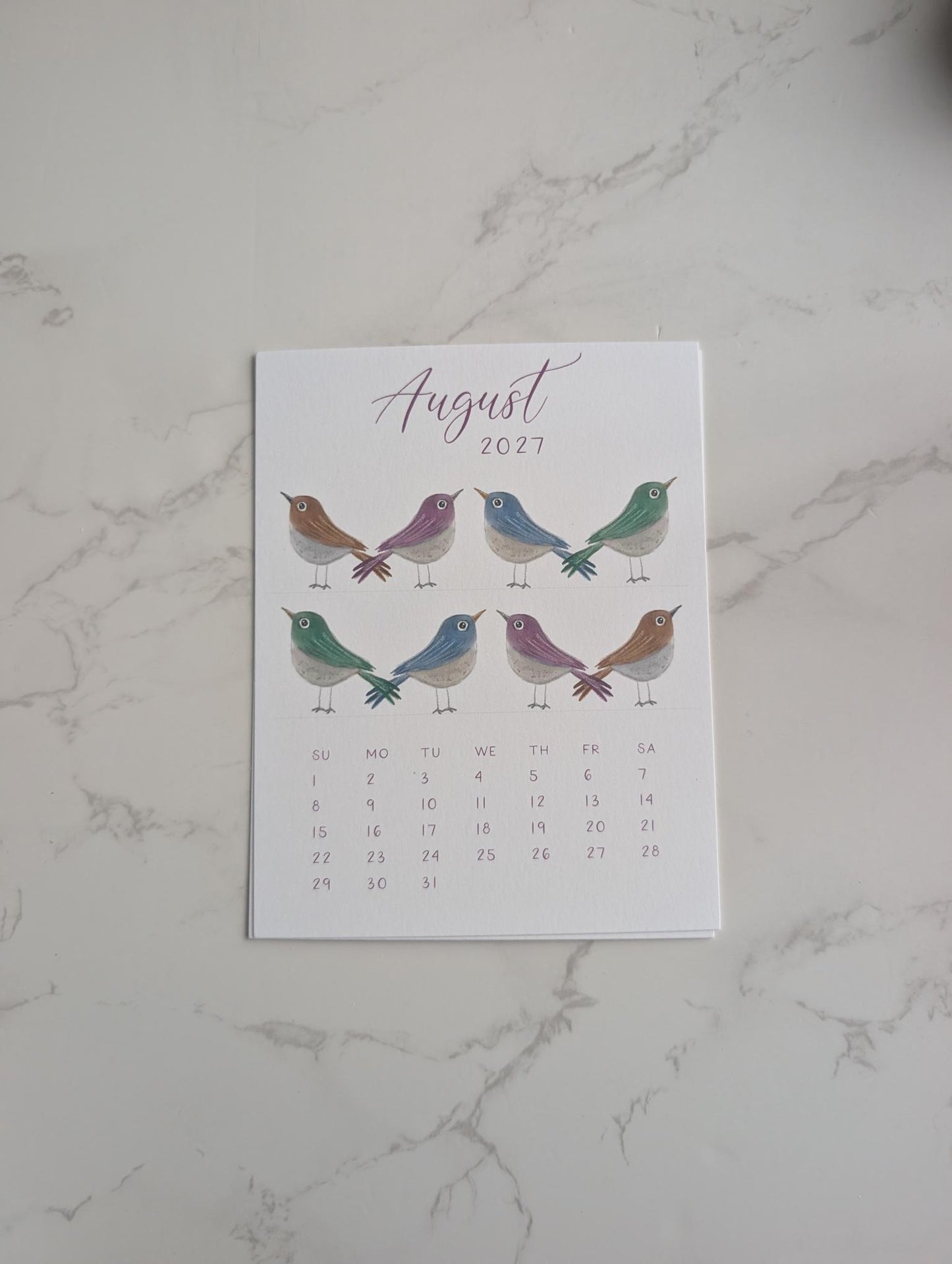 2027 Calendar | Desktop | Watercolor Design