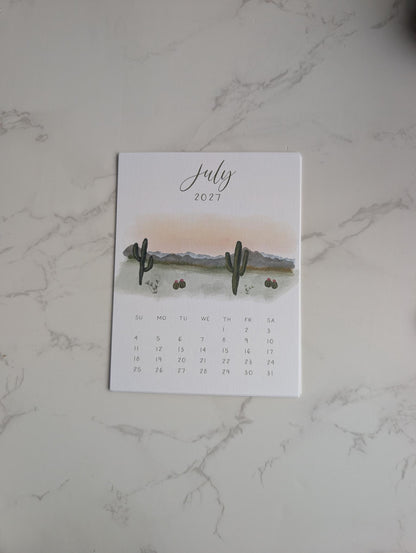 2027 Calendar | Desktop | Watercolor Design