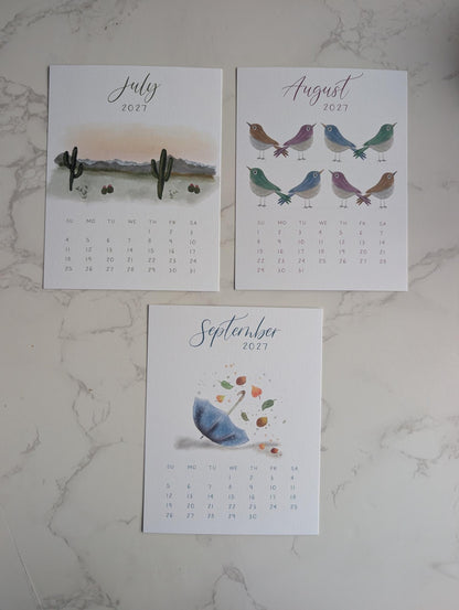 2027 Calendar | Desktop | Watercolor Design