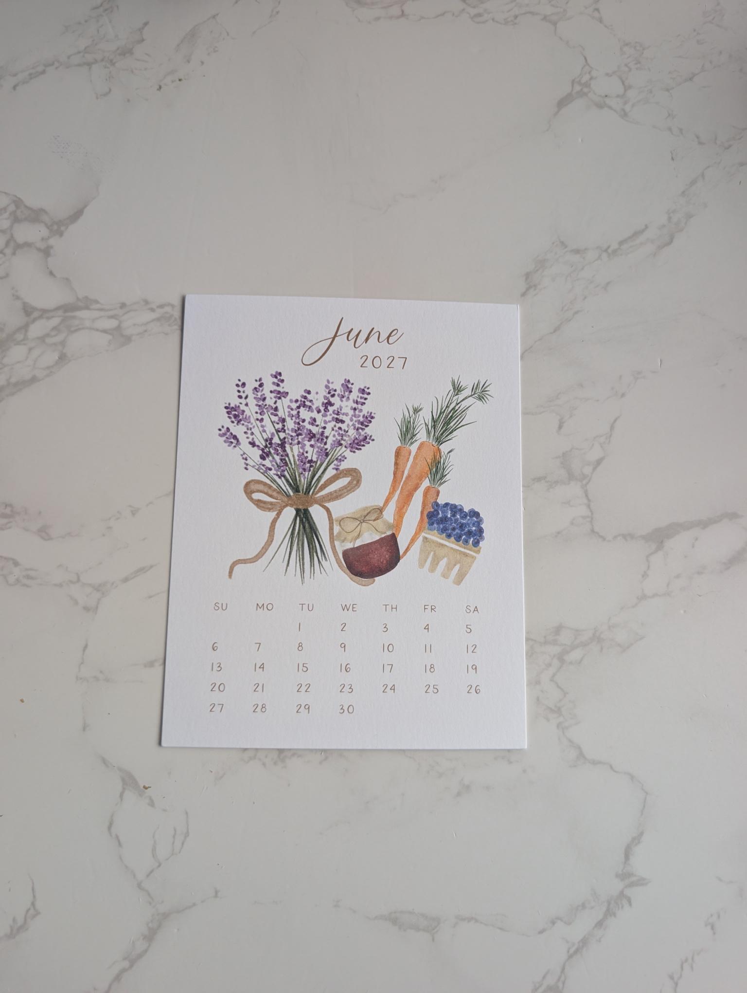 2027 Calendar | Desktop | Watercolor Design