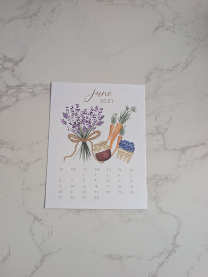 2027 Calendar | Desktop | Watercolor Design