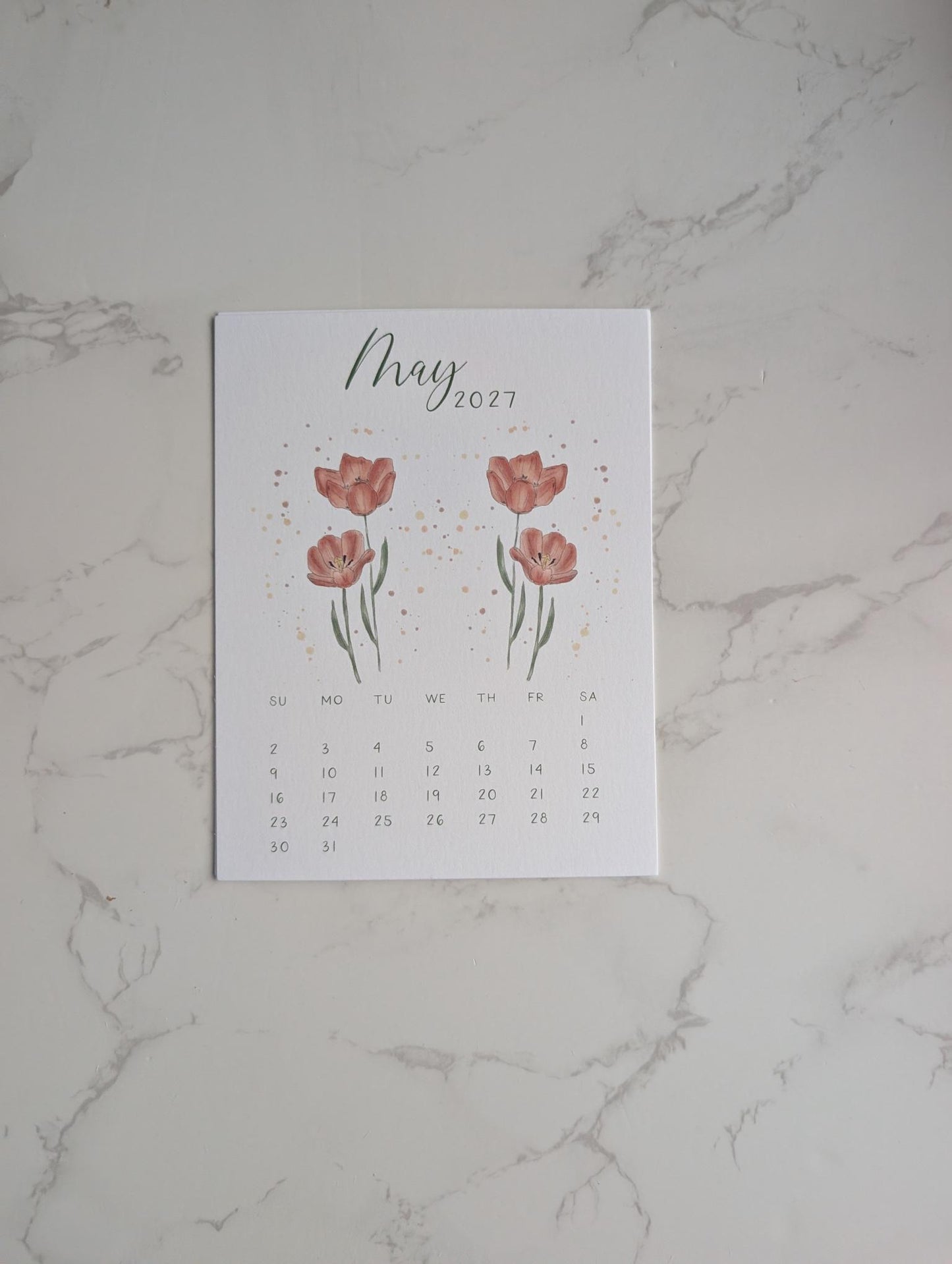 2027 Calendar | Desktop | Watercolor Design