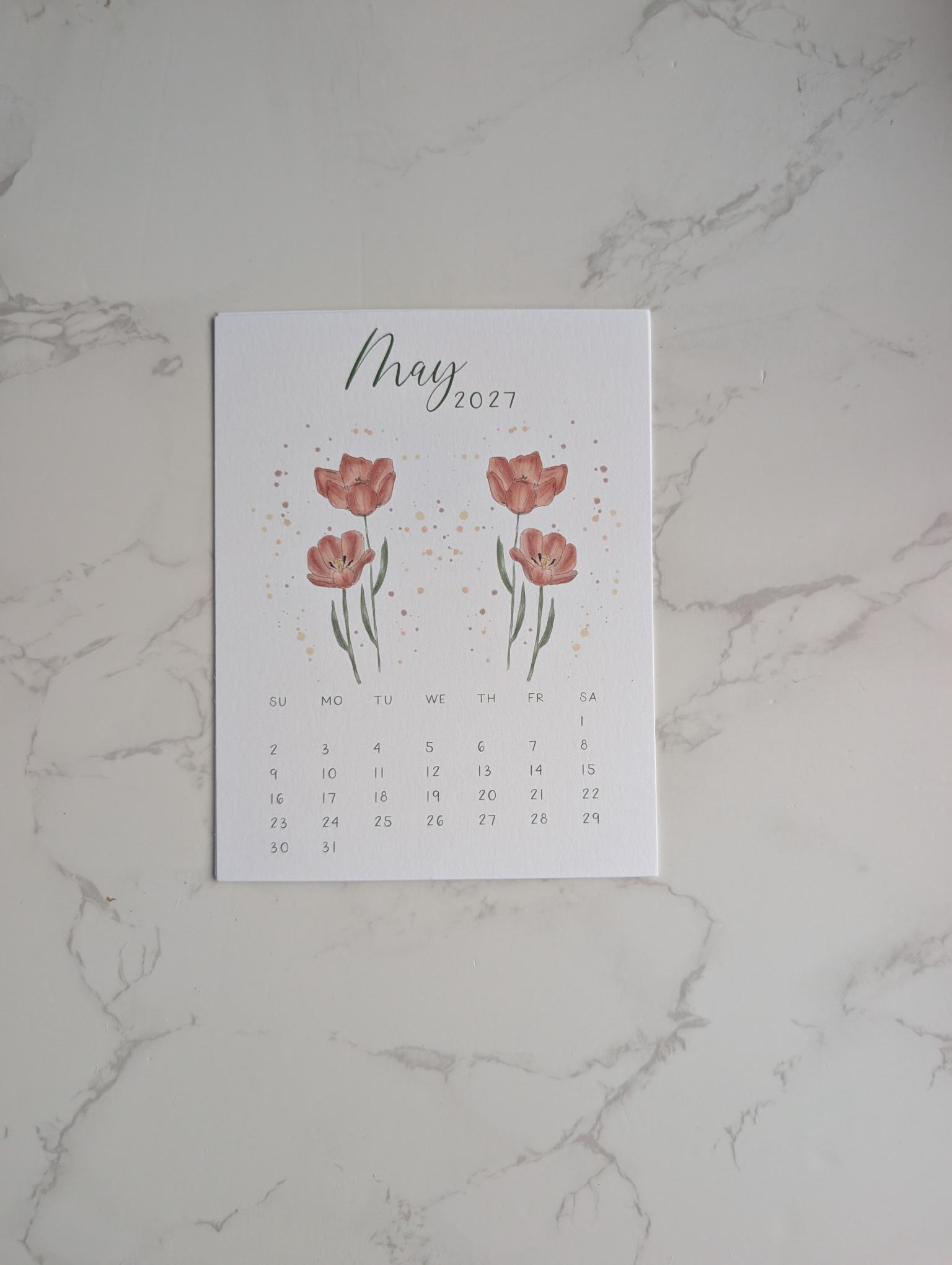 2027 Calendar | Desktop | Watercolor Design