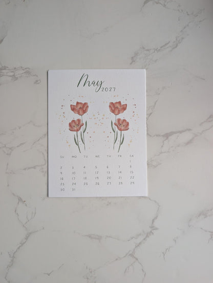 2027 Calendar | Desktop | Watercolor Design