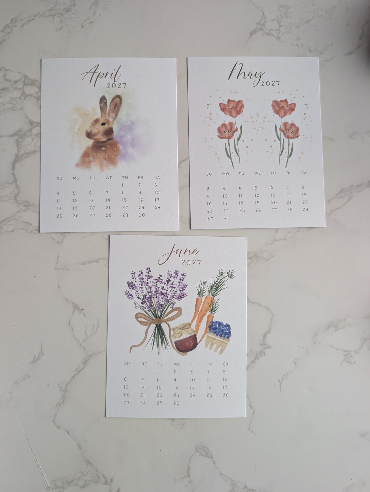 2027 Calendar | Desktop | Watercolor Design