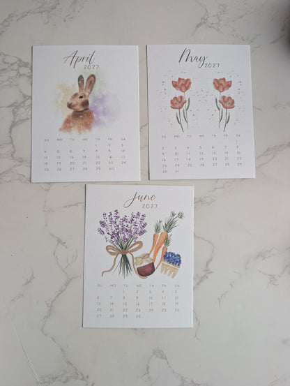 2027 Calendar | Desktop | Watercolor Design