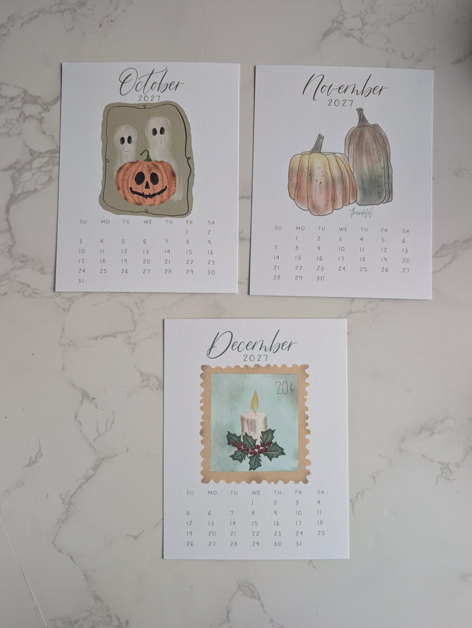 2027 Calendar | Desktop | Watercolor Design