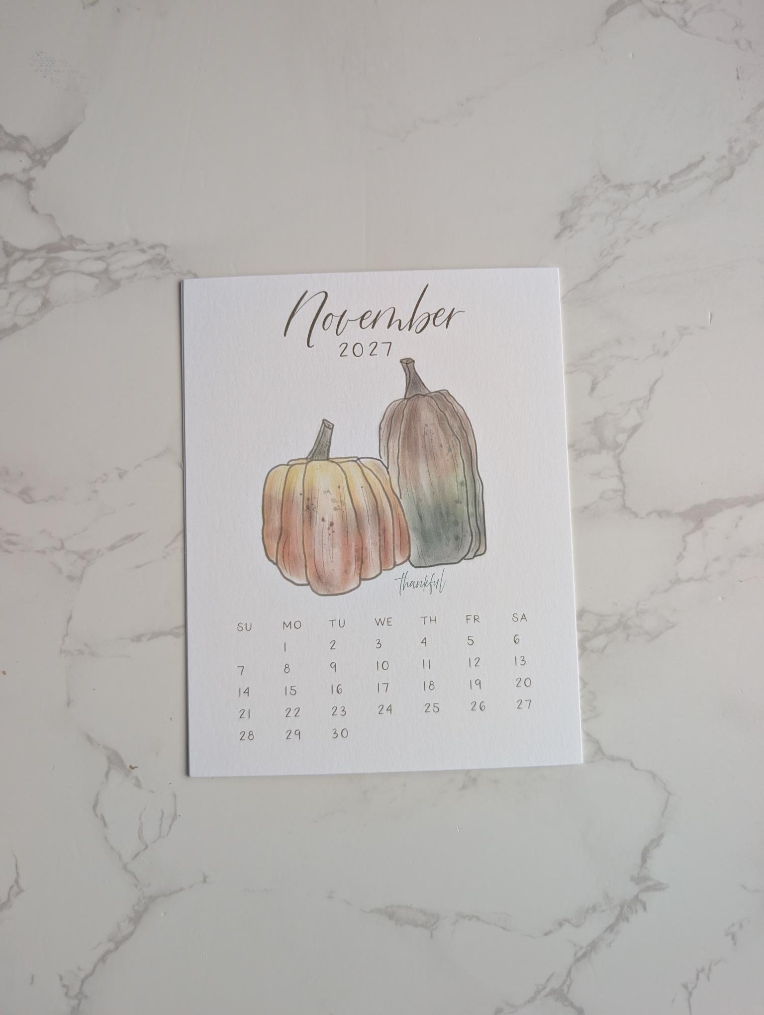 2027 Calendar | Desktop | Watercolor Design