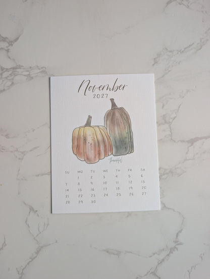 2027 Calendar | Desktop | Watercolor Design