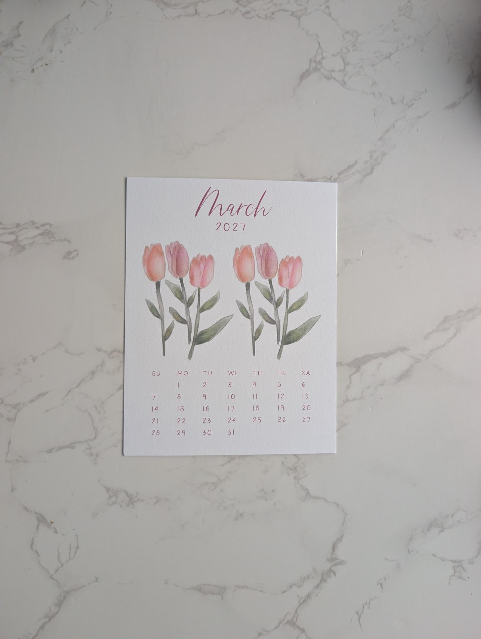 2027 Calendar | Desktop | Watercolor Design