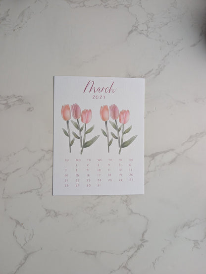 2027 Calendar | Desktop | Watercolor Design