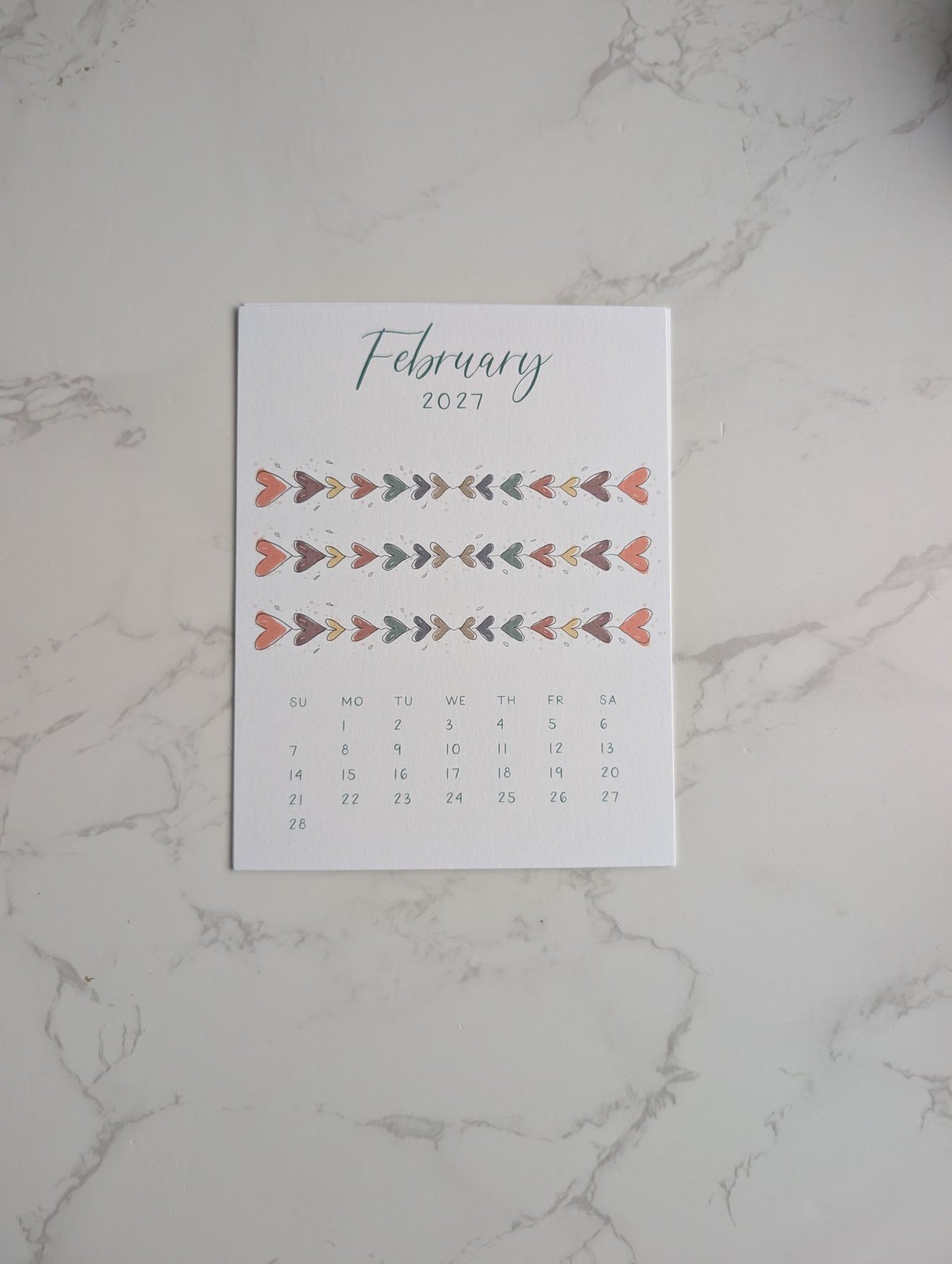 2027 Calendar | Desktop | Watercolor Design