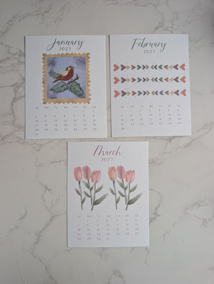 2027 Calendar | Desktop | Watercolor Design