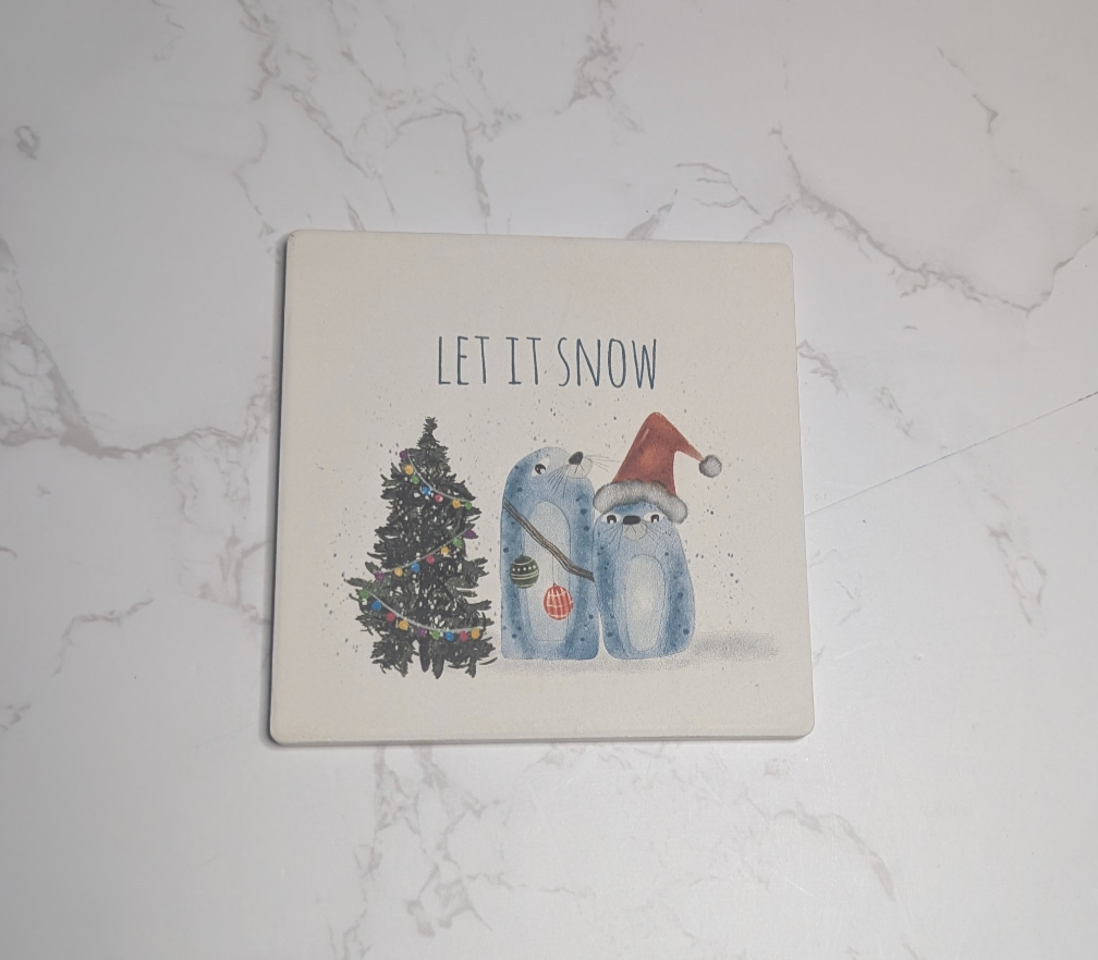 Holiday Ceramic Coaster, Original Watercolor, Mix & Match