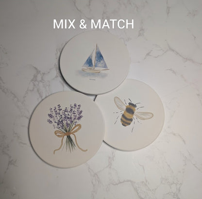 Ceramic Coaster, Original Watercolor, Mix & Match
