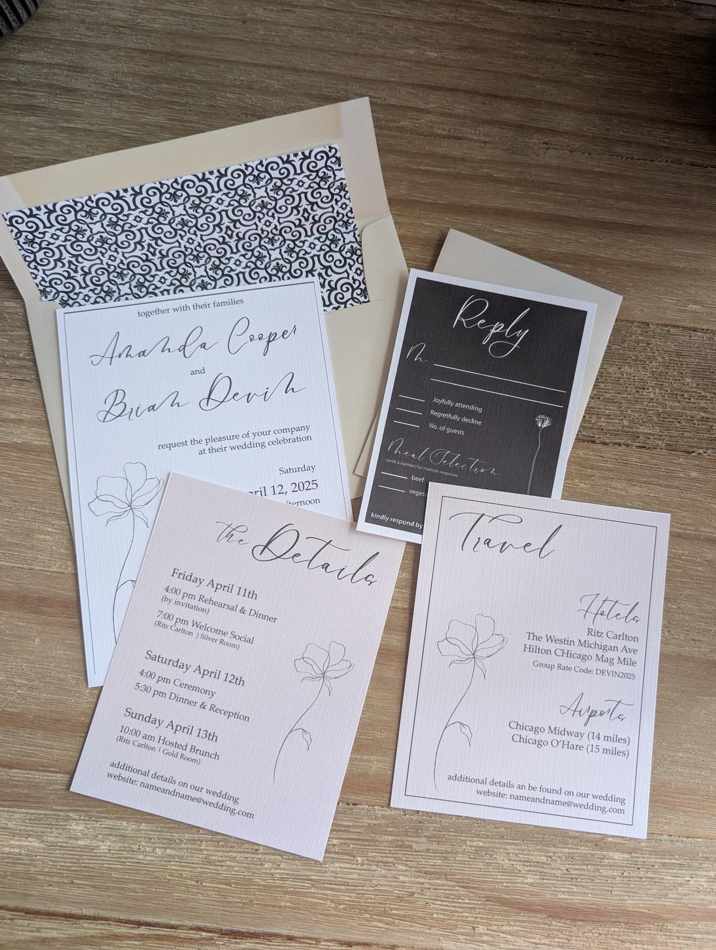 Modern Whimsy Wedding Invitation Suite