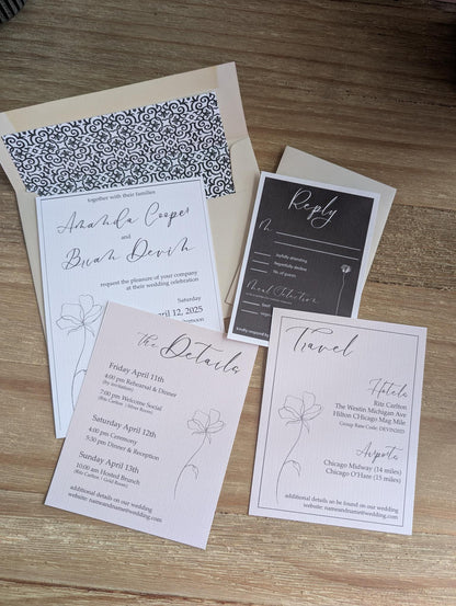 Modern Whimsy Wedding Invitation Suite