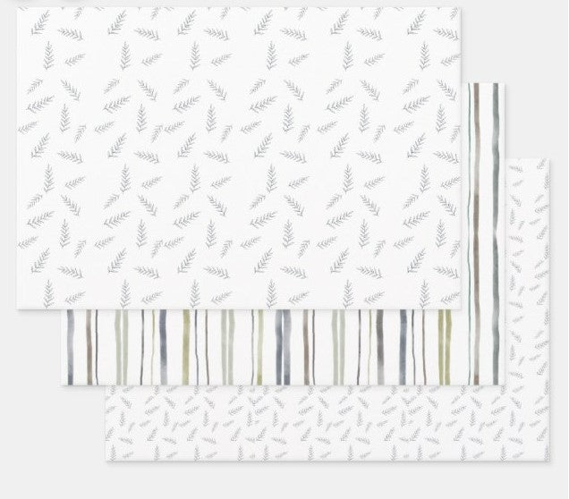 Blue Leaves & Stripes Gift Wrap