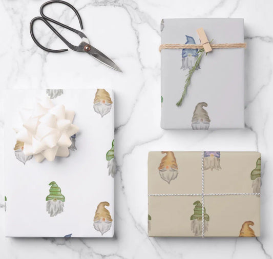 Gnomes Brown Gift Wrap