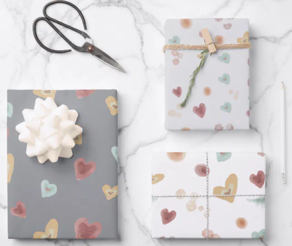 Gift Wrapping Paper, Presents, Set of 3 sheets