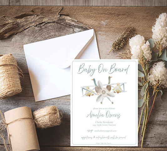 Baby Shower | On Board Invitation Suite | Plane & Ducks