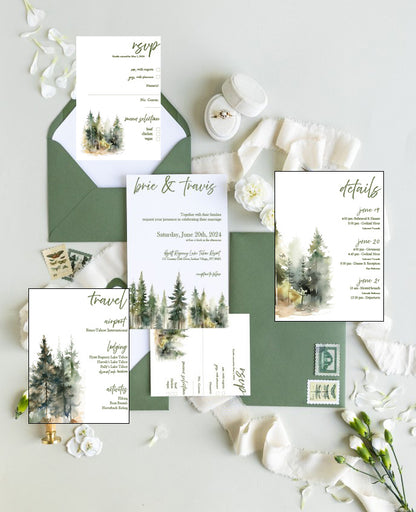 Enchanted Forest Wedding Invitation Suite