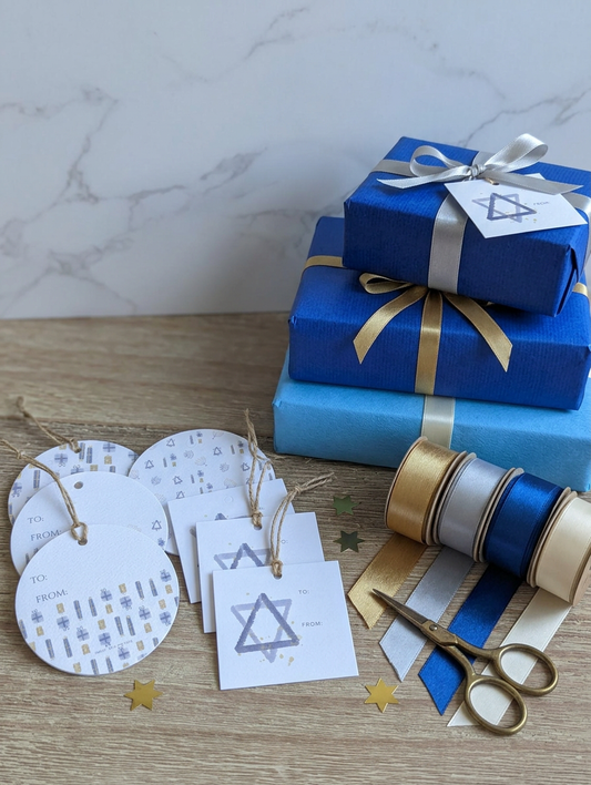 Gift Tag, Hanukkah, Winter, Holiday, Watercolor Art (12 ct)