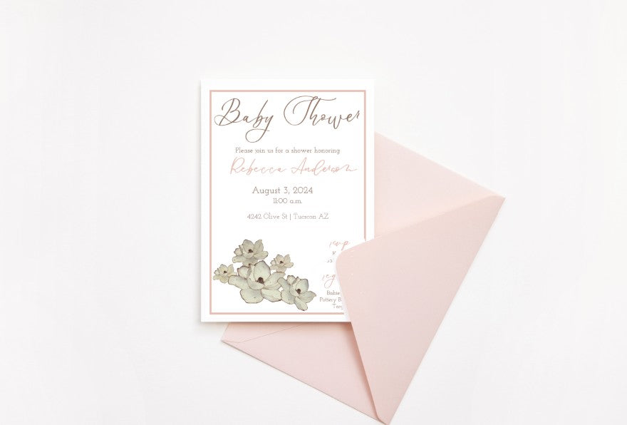 Magnolia Baby Shower Invitation Suite